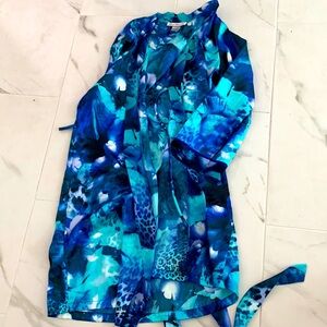 Linea donatella small / medium tie turquoise robe silk